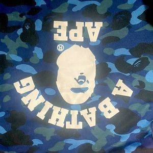 Camo blue Abathing ape camouflage sweater , with ape logo on front
